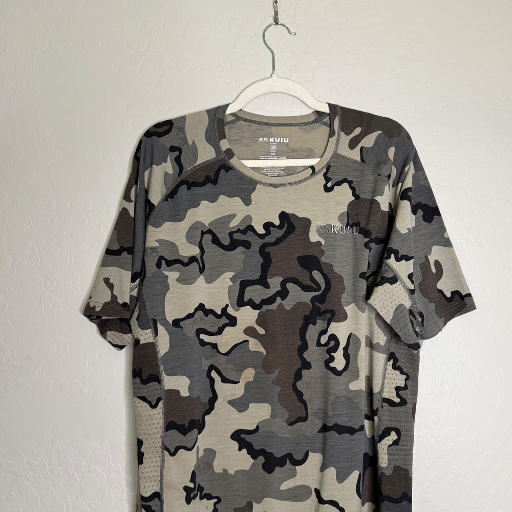 KUIU Mens XXL TULTRA Merino 120 LT SS Crew-T Camo Gorpcore Layer Winter Camping
